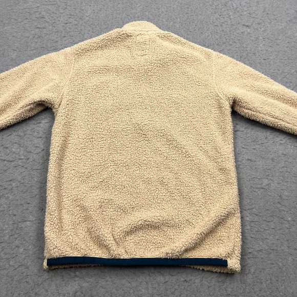 Relwen Fleece Mens Small Biege Shag Pile Snap 1/4 Zip Pullover Deep Pile Sherpa - Picture 6 of 8